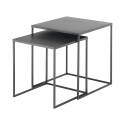 2 tables basses carrées en métal gris anthracite Omaha Promotion