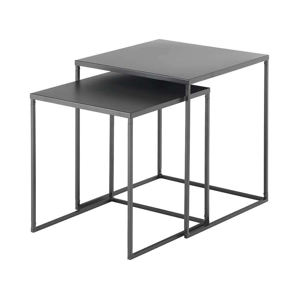 2 tables basses carrées en métal gris anthracite Omaha Promotion 2 tables basses carrées en métal gris anthracite Omaha Promotion