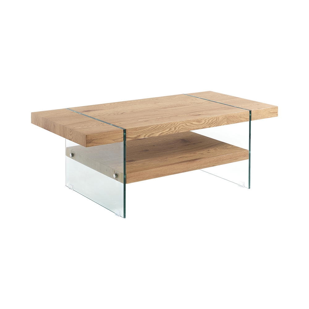 Table basse en verre et bois finition chêne 120x60cm Amarillo Promotion Table basse en verre et bois finition chêne 120x60cm Amarillo Promotion