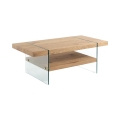 Table basse en verre et bois finition chêne 120x60cm Amarillo Promotion