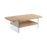 Table basse en verre et bois finition chêne 120x60cm Amarillo Promotion