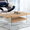 Table basse en verre et bois finition chêne 120x60cm Amarillo Vente