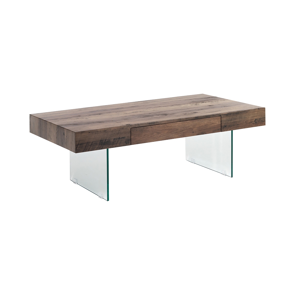 Table basse moderne en bois avec pieds en verre 110x60cm Manhattan Promotion Table basse moderne en bois avec pieds en verre 110x60cm Manhattan Promotion