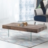 Table basse moderne en bois avec pieds en verre 110x60cm Manhattan Vente