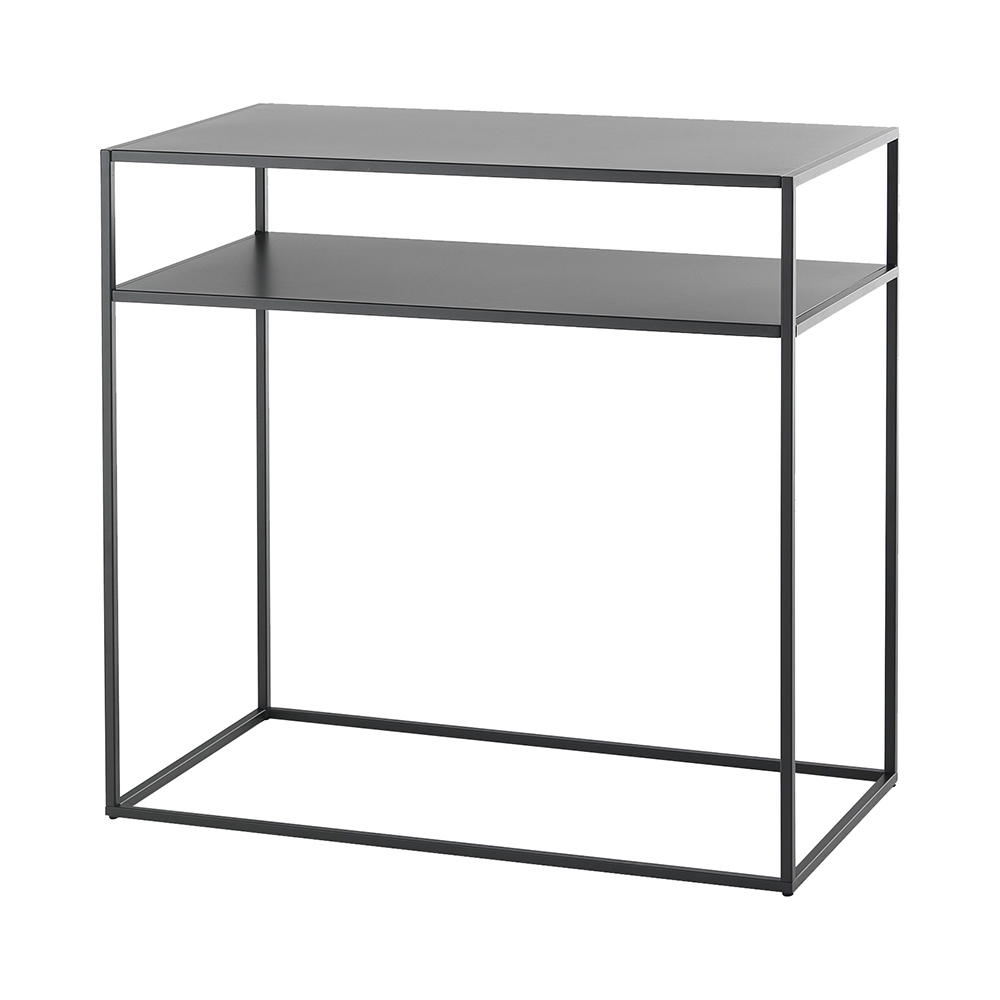 Console d'entrée moderne 80x40 cm 2 étagères en métal anthracite Omaha Promotion Console d'entrée moderne 80x40 cm 2 étagères en métal anthracite Omaha Promotion