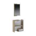 Meuble d'entrée en bois avec miroir 2 tiroirs et étagères Most Wood Promotion