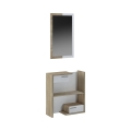 Meuble d'entrée en bois avec miroir 2 tiroirs et étagères Most Wood Promotion