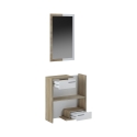 Meuble d'entrée en bois avec miroir 2 tiroirs et étagères Most Wood Offre