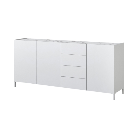 Buffet pour salon blanc Made in Italy effet marbre Durham Promotion