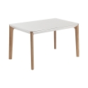 Table extensible salle à manger 120-180x80cm blanc et bois Komodo Promotion