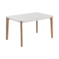 Table extensible salle à manger 120-180x80cm blanc et bois Komodo Promotion
