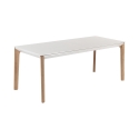 Table extensible salle à manger 120-180x80cm blanc et bois Komodo Vente