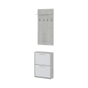 Meuble d'entrée armoire chaussures et porte-manteau Plaka Cement Promotion