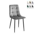 4 chaises de salon cuisine en velours effet matelassé Corfù 