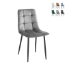 4 chaises de salon cuisine en velours effet matelassé Corfù 