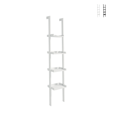 Bibliothèque murale blanche à étagères 4 niveaux h180cm Little Peoria Promotion