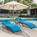 Lot de 2 chaises longues en rotin avec table pliante Lanzarote Vente