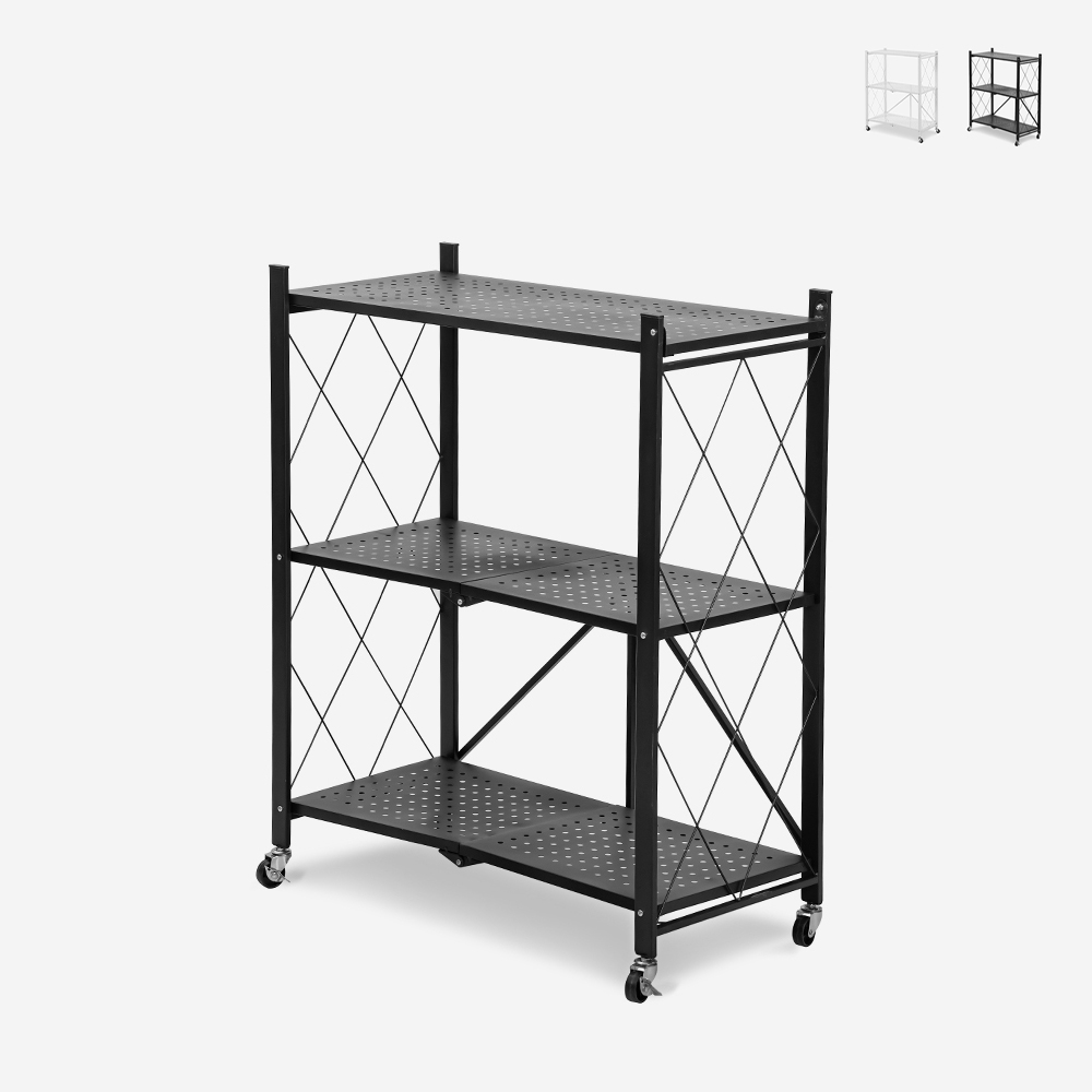 Armoire pliante à roulettes pour cuisine 3 étagères en métal Kerry M Promotion Armoire pliante à roulettes pour cuisine 3 étagères en métal Kerry M Promotion