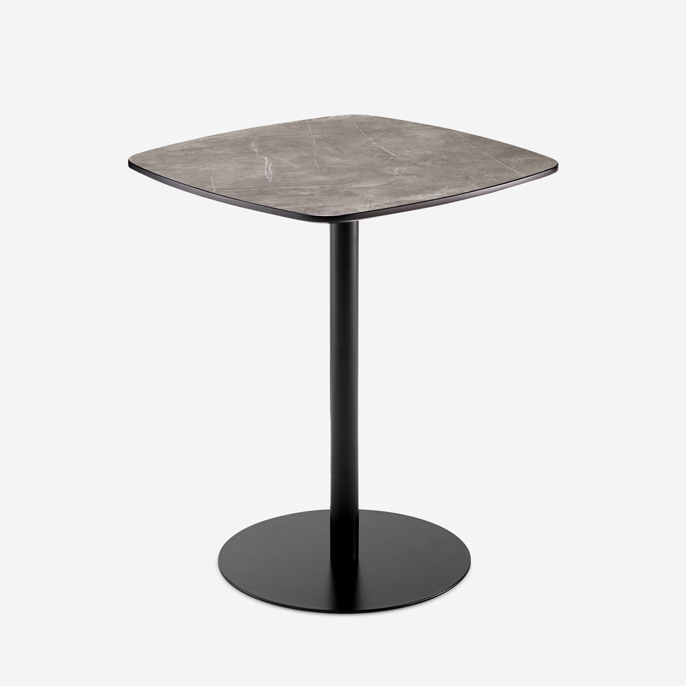Table salle à manger bar cuisine 60x60x74cm effet marbre noir Mikee Promotion
