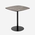 Table à manger 70x70cm cuisine restaurant effet marbre noir Mikee+ Promotion