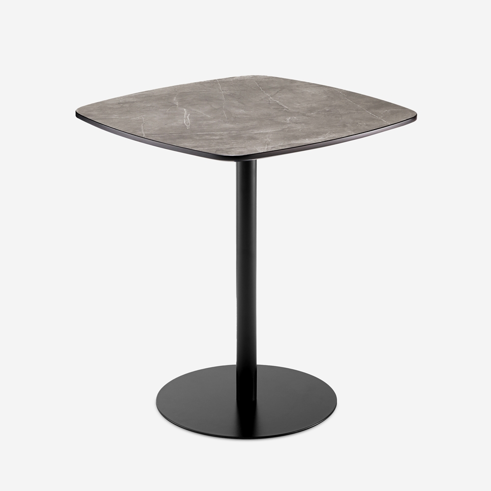 Table à manger 70x70cm cuisine restaurant effet marbre noir Mikee+