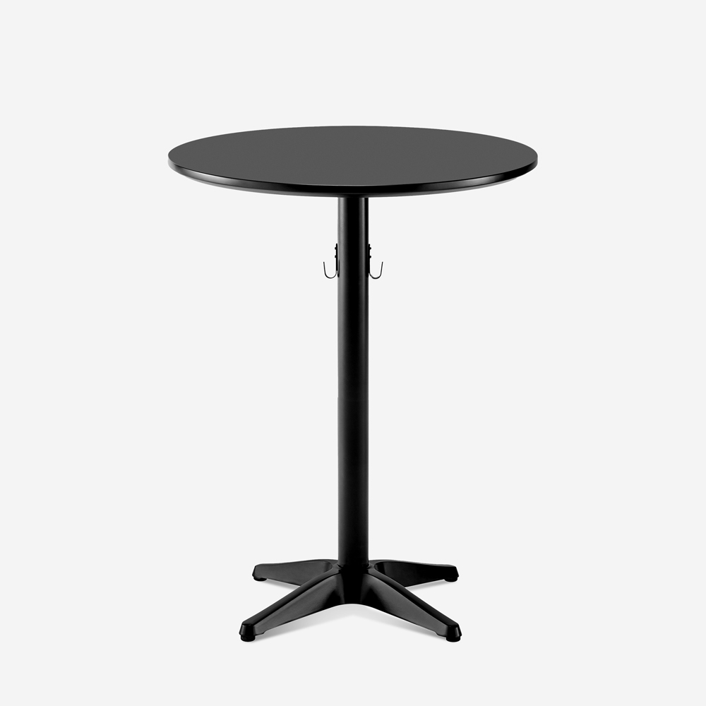 Table de bar ronde haute 70x105cm noire avec crochet pour sac Engys+ Promotion Table de bar ronde haute 70x105cm noire avec crochet pour sac Engys+ Promotion