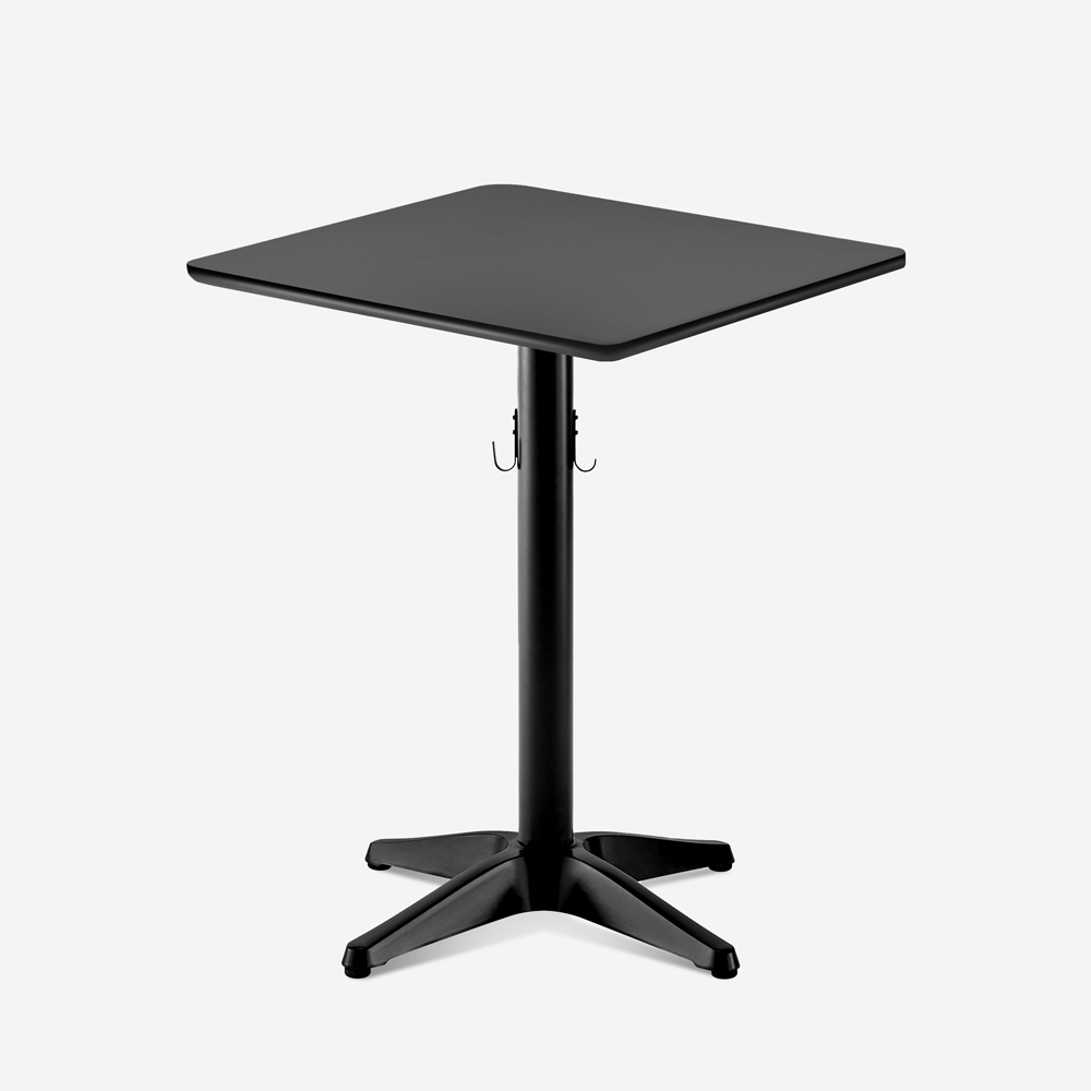 Table noire bar restaurant 70x70cm moderne avec crochet pour sac Jotor Promotion Table noire bar restaurant 70x70cm moderne avec crochet pour sac Jotor Promotion