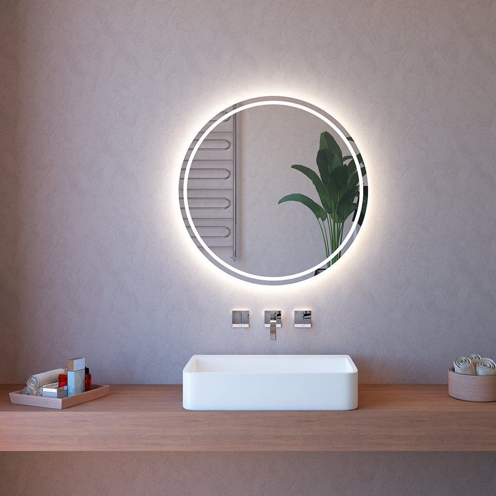 Miroir de salle de bain avec éclairage LED tactile rond 75cm ETR131