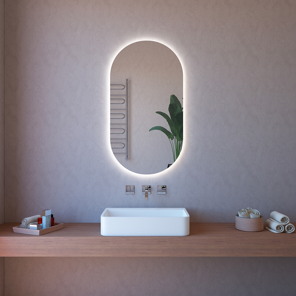 Miroir de salle de bain ovale LED rétro-éclairé anti-buée ETR117