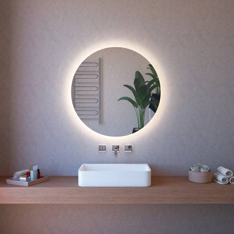 Miroir salle de bain à LED anti-buée rond 90cm rétro-éclairé ETR116-XL Promotion