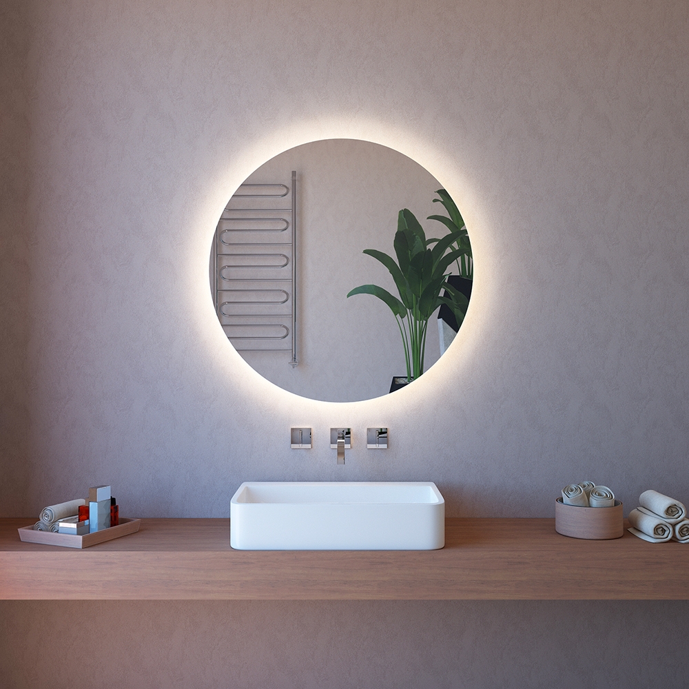 Miroir salle de bain à LED anti-buée rond 90cm rétro-éclairé ETR116-XL
