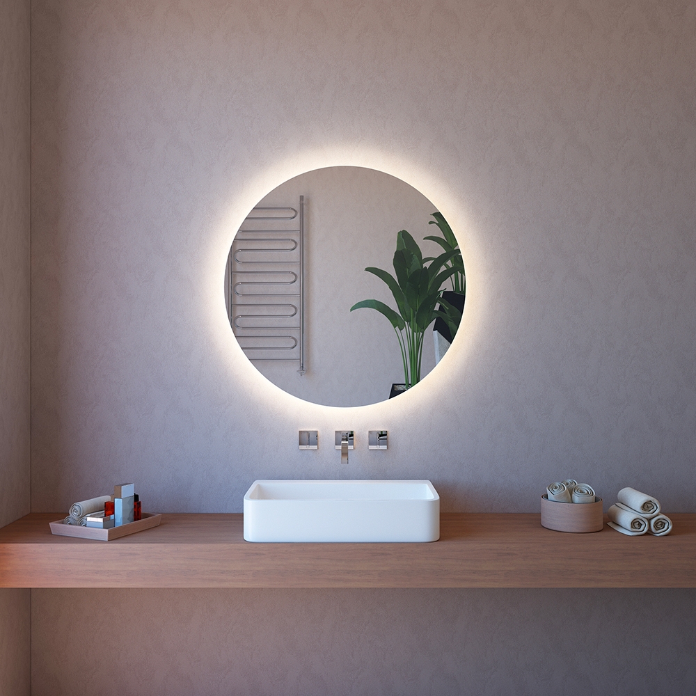 Miroir de salle de bains tactile fini brillant rond 75cm ETR116-M