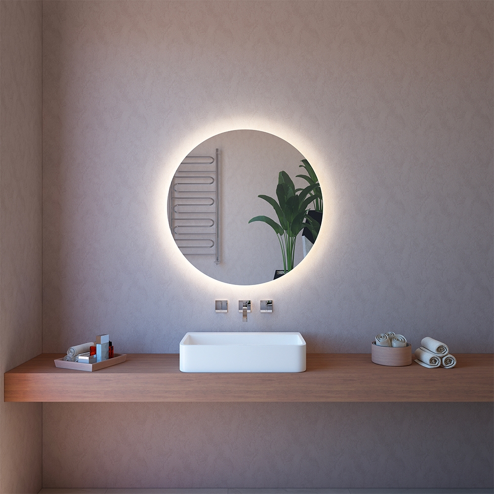 Miroir de salle de bain rétroéclairé rond 60cm anti-buée ETR116-S Promotion Miroir de salle de bain rétroéclairé rond 60cm anti-buée ETR116-S Promotion