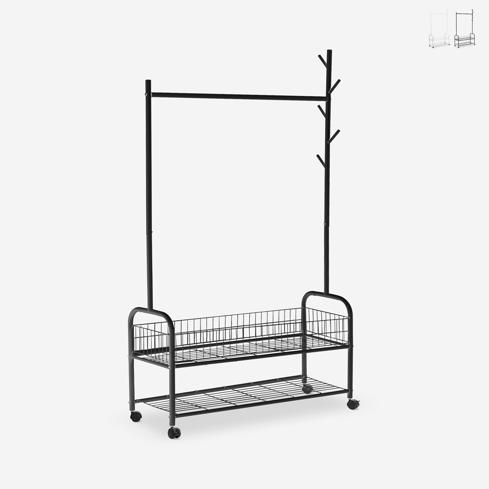 Chariot porte-manteau sur roulettes en métal Lamy Plus