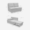 Canapé 2 places convertible gain de place en tissu gris Wanda Caractéristiques