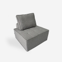 Fauteuil de salon modulaire en tissu gris Raji Promotion