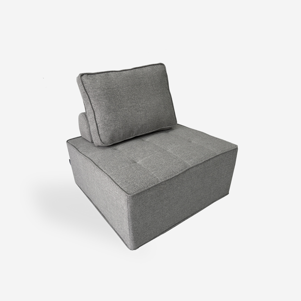 Fauteuil de salon modulaire en tissu gris Raji Promotion