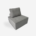 Fauteuil de salon modulaire en tissu gris Raji Promotion
