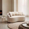 Canapé 2 places design en tissu teddy bouclé beige Lazy Promotion