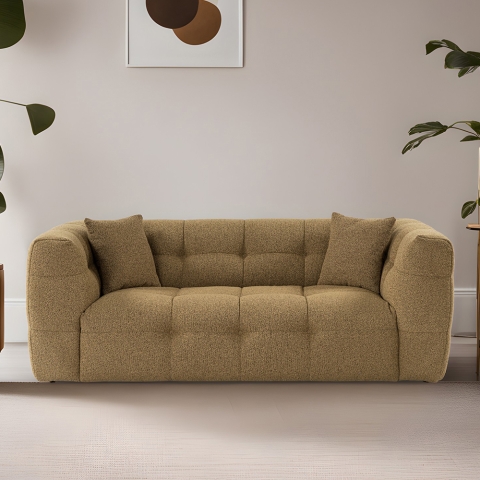 Canapé 2 places moderne en bouclé kaki 192 cm Cady 2 Promotion