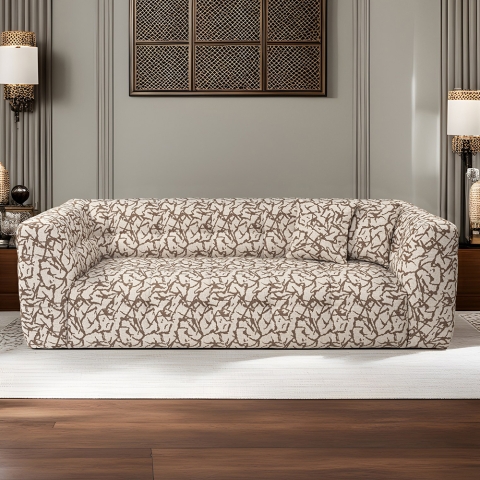 Canapé moderne 3 places en tissu imprimé avec coussins 235cm Cady 3 Promotion