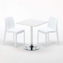 Table Carrée Blanche 70x70cm Avec 2 Chaises Colorées Grand Soleil Set Intérieur Bar Café Ice Cocktail 