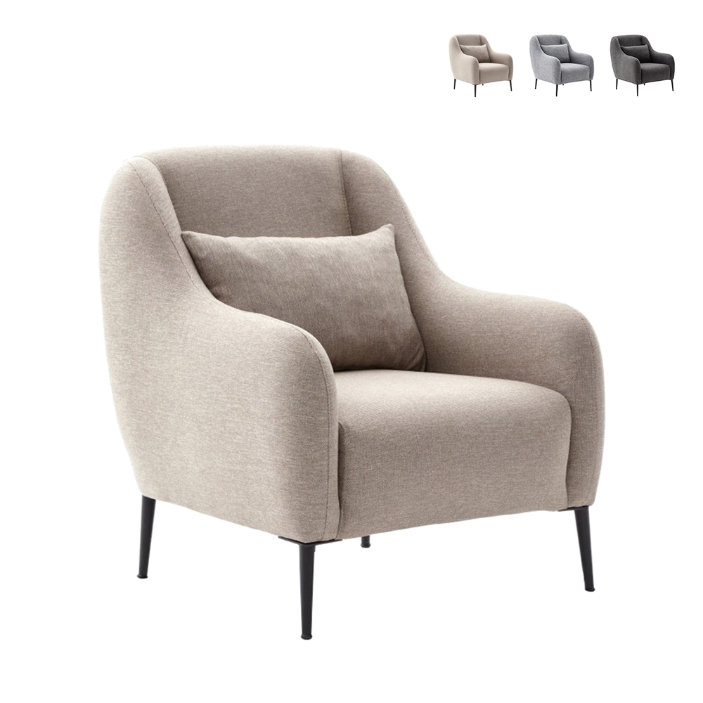 Fauteuil de salon moderne en tissu avec coussin Venus Promotion Fauteuil de salon moderne en tissu avec coussin Venus Promotion