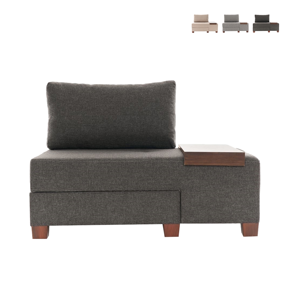 Chaise longue lit pliable côté droit en lin Betty Right
