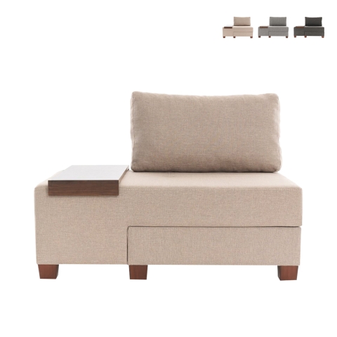 Chaise longue lit pliable en lin Betty côté gauche Promotion