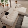 Canapé d'angle droit 4 places avec méridienne en bouclé Cady Right Remises