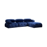 Canapé modulable 4 places bleu avec repose-pieds en velours Bubble 3SPV Vente