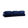 Canapé modulable 4 places bleu avec repose-pieds en velours Bubble 3SPV Offre