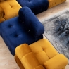 Canapé modulable 4 places bleu avec repose-pieds en velours Bubble 3SPV Caractéristiques