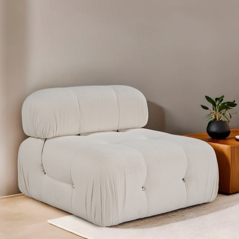 Module central pour canapé modulable en bouclé blanc Bubble 1B Promotion